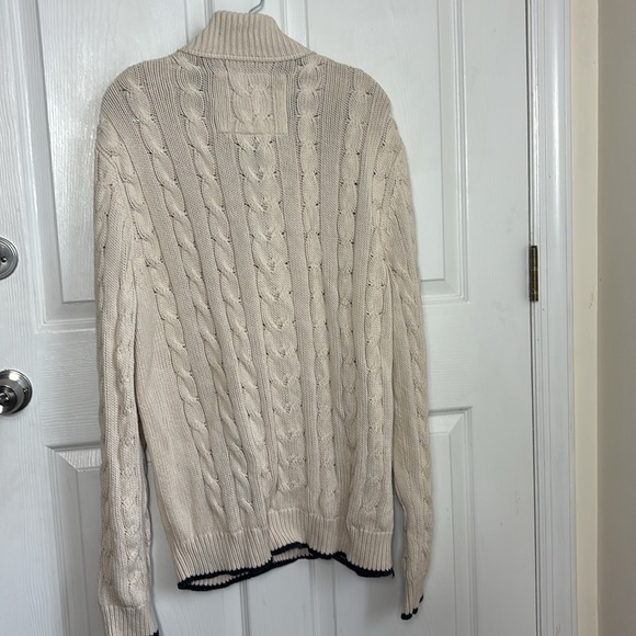 VTG EDDIE BAUER men’s cream heavy cable knit sweatert Henley size XL 100% cotton - Picture 2 of 10
